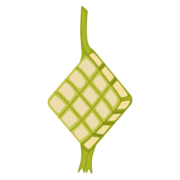 Ketupat made of woven coconut leaves filled with rice. Served during Eid al-Fitr or other days.