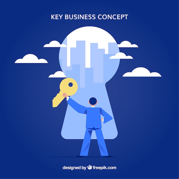 Vector key business concept with flat design