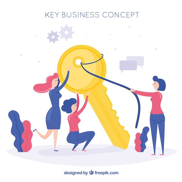 Vector key business concept with flat design