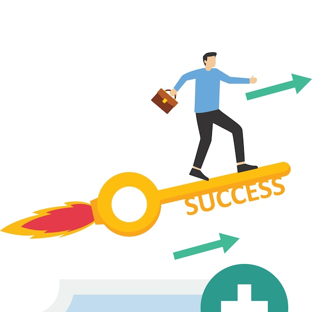 Vector key concept to achieve successsuccess in business businesses got support for the success concept