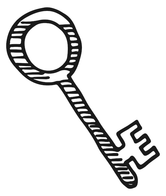 Key doodle icon Hand drawn access symbol