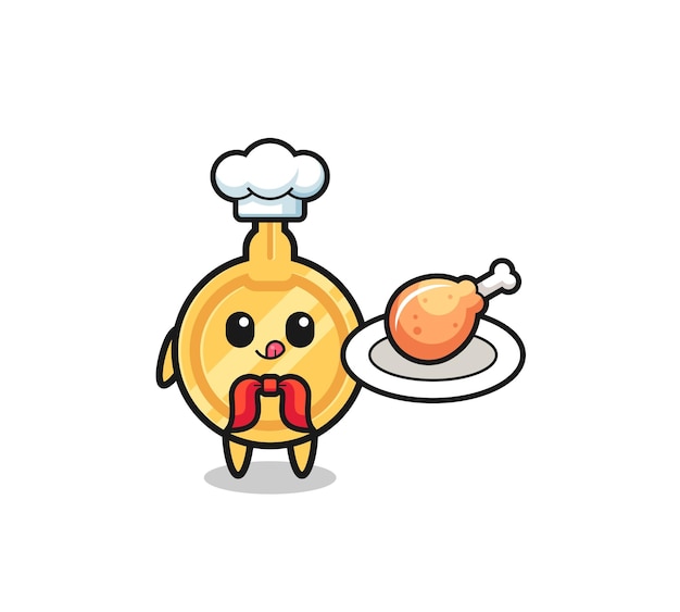 Key fried chicken chef cartoon character cute design