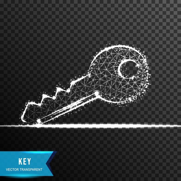 Key from connecting dot and line light effect vector illustration isolated on transparent background