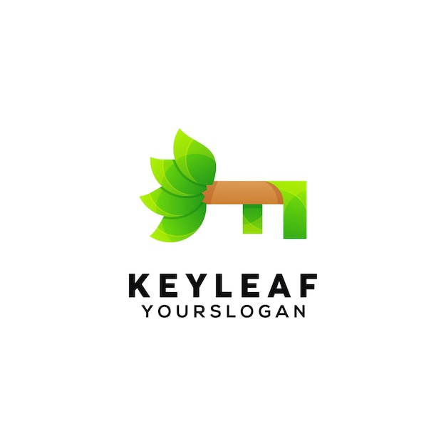 Key leaf colorful logo design template