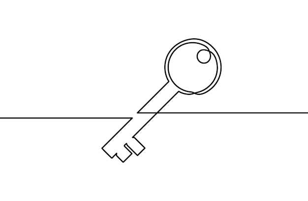 Key line background One continuous line drawing of key Key line icon