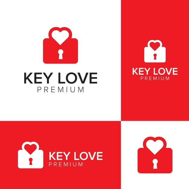 Key love negative space logo icon vector template