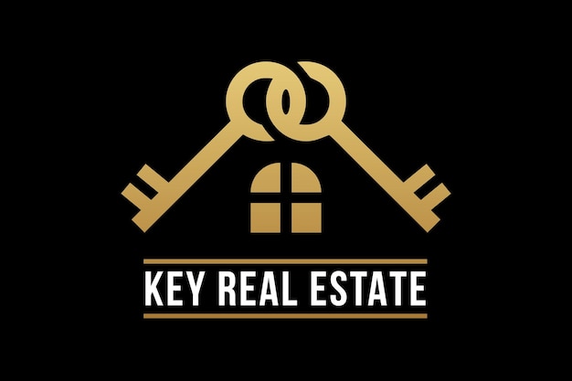 Key luxury real estate house home logo