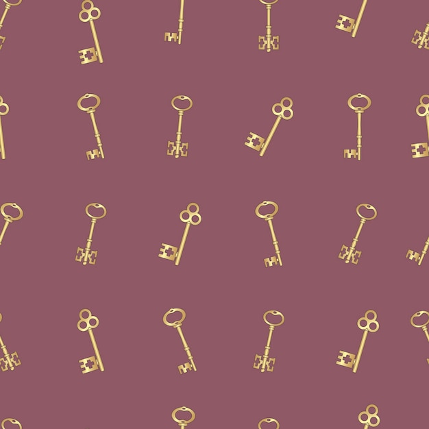 Key in Vintage style, antique collection. Vector silhouettes for doors Seamless pattern