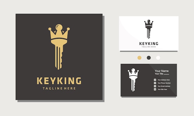 Key with crown logo design vector inspiration