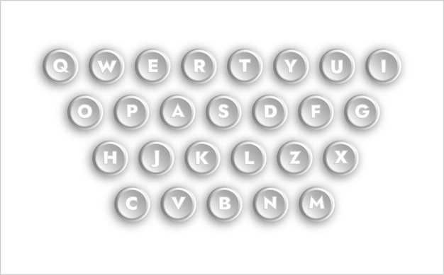 keyboard, alphabet on buttons, Letters on buttons on a white background