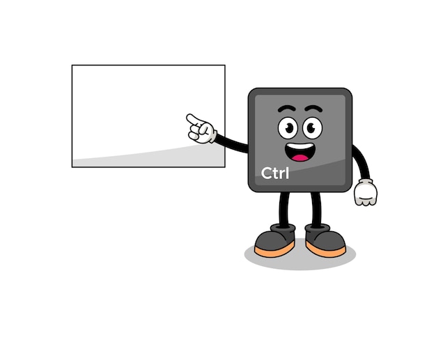 Keyboard control button illustration doing a presentation character design