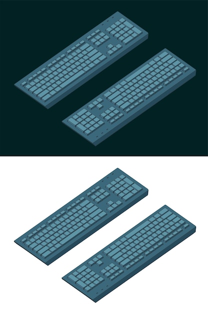 Vector keyboard isometric color drawings