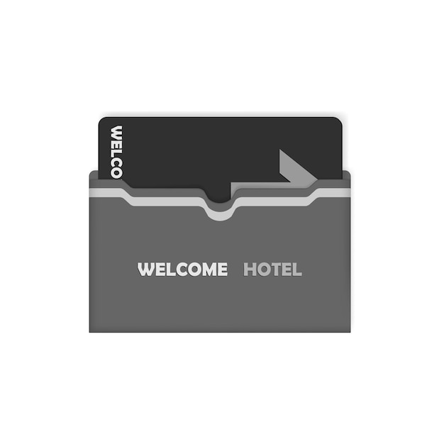 Keycard sleeve holder with hotel key card inside Horizontal gray envelope with top slot