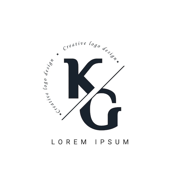 KG Letter Logo Design with a Creative Cut Creative logo design