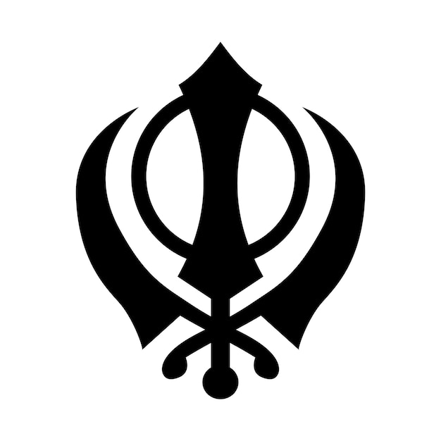 Khanda Sikhism Religious Symbol Silhouette Icon On White Background Isolated Vector