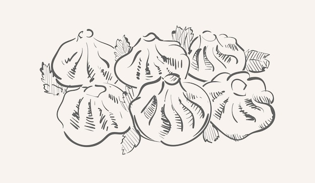 Khinkali food sketch hand drawn vector illustration