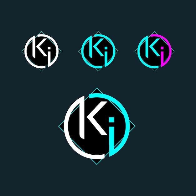 KI IK trendy letter logo design with circle