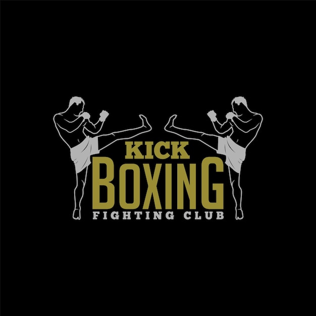 kick boxing player logo design template