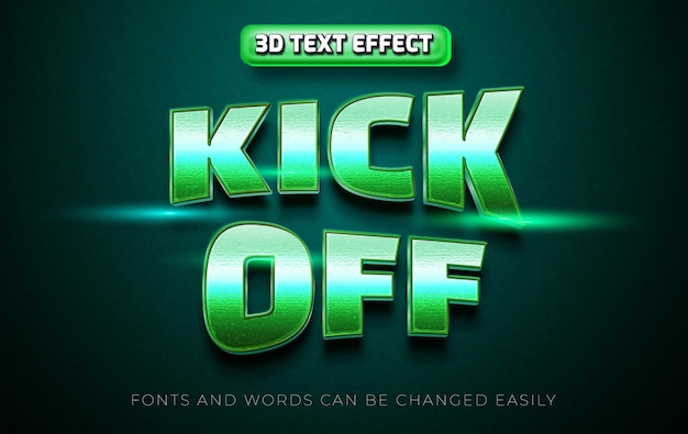 Kick off 3d editable text effect style