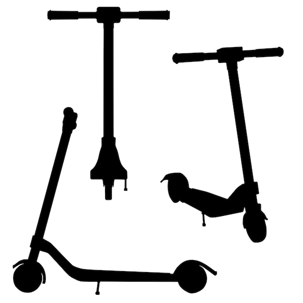 Kick scooter silhouette set