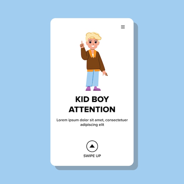 Kid boy attention vector