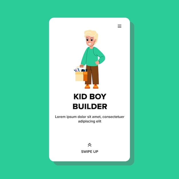 Kid boy builder vector