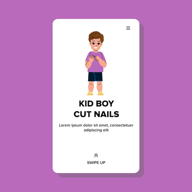 Kid boy cut nails vector