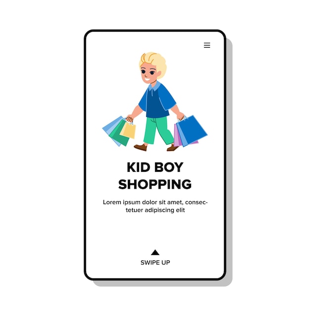 Kid boy shopping vector