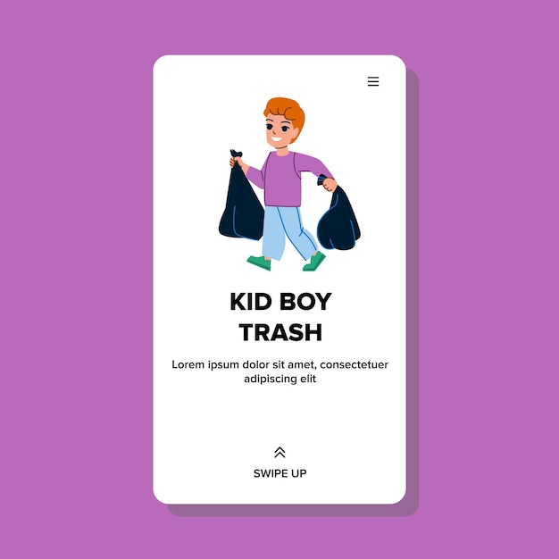 Kid boy trash vector