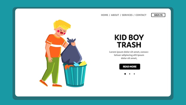 Kid boy trash vector