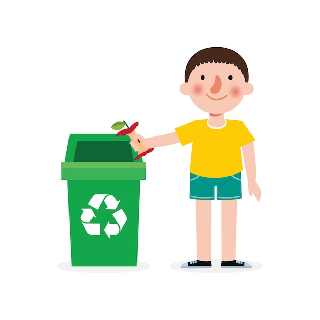 kid collect rubbish for recycling Child Segregating Trash recycling trash Save the World vector