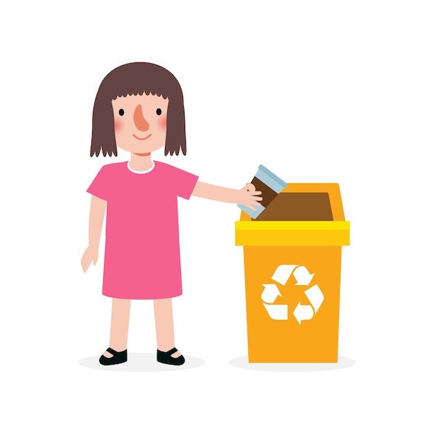 kid collect rubbish for recycling Child Segregating Trash recycling trash Save the World vector