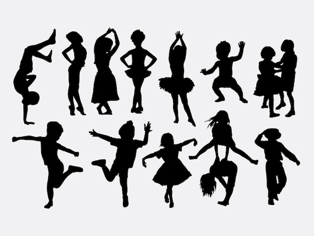 Kid dancing pose silhouette