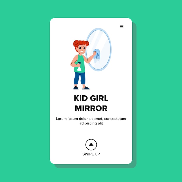 Kid girl mirror vector