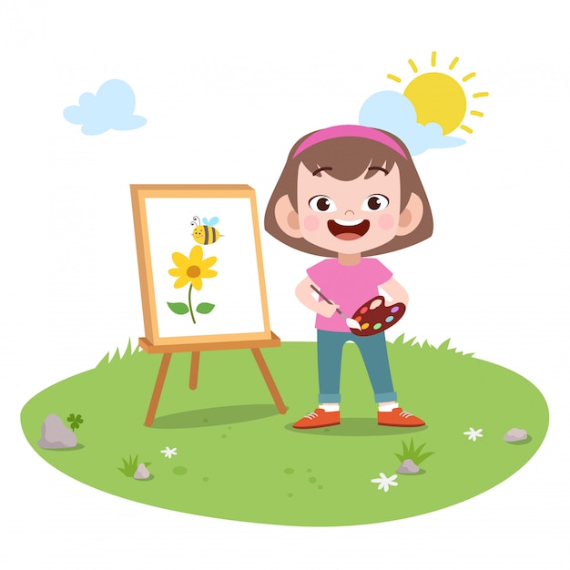 Kid girl painting  