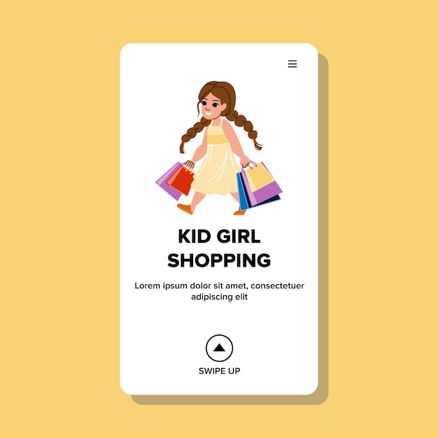 Kid girl shopping vector