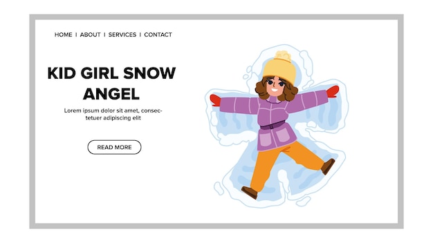 Kid girl snow angel vector