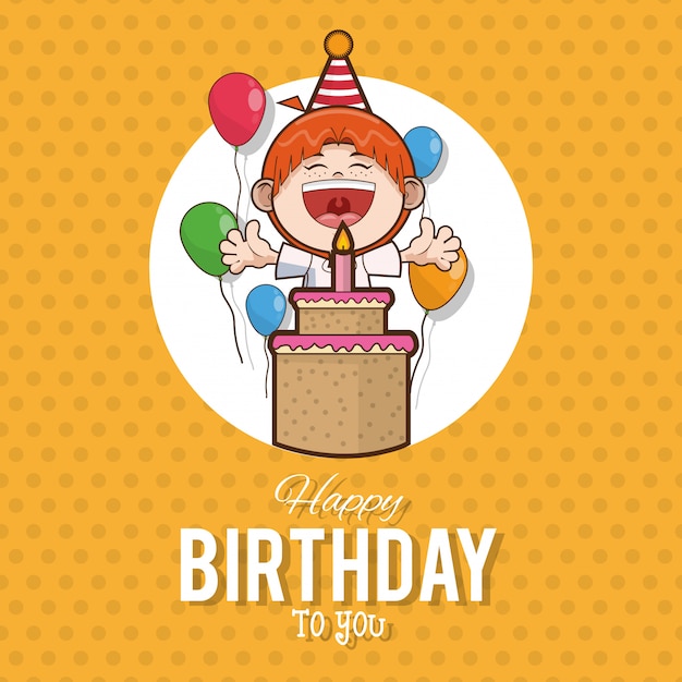 Kid happy birthday card cartoon