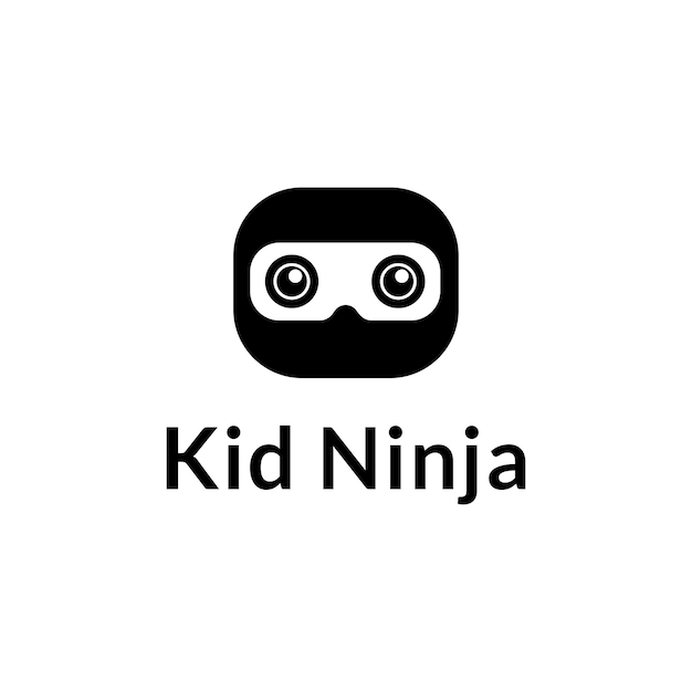 Kid Ninja Cute Ninja Head Logo Concept Black Ninja Design Template Superhero Character