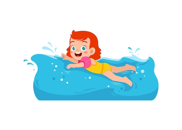 Kid swim under water on summer holiday