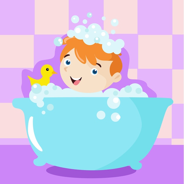 Kid taking a bath