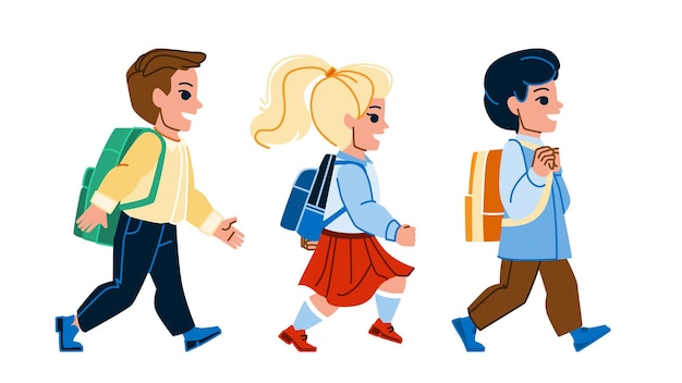 Kid walk to school vector