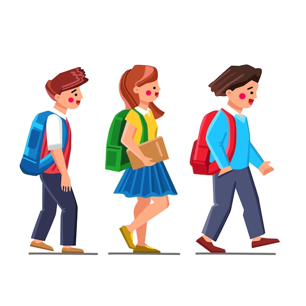 Kid walk to school vector