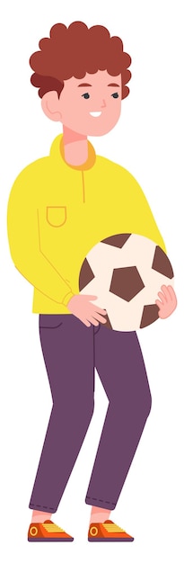 Kid with football ball Soccer player Active boy