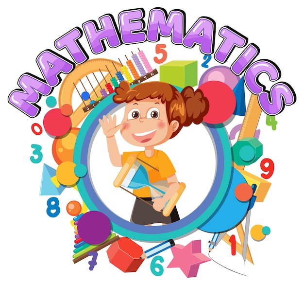 Kid with math element banner