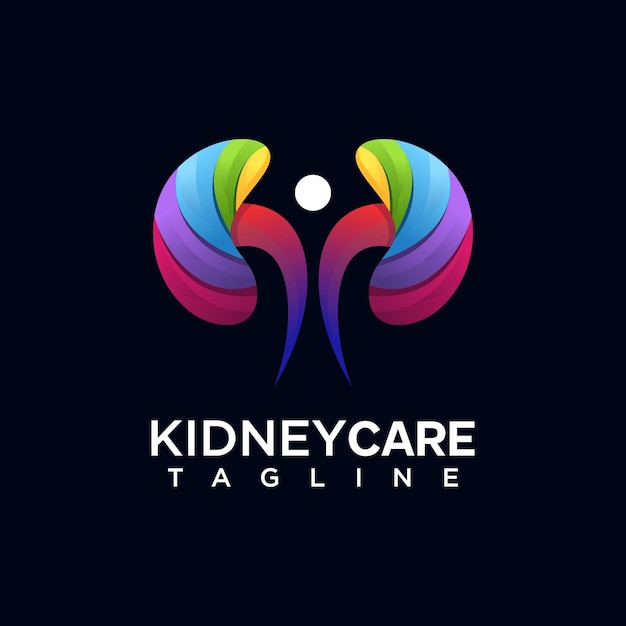 Kidney care logo with colorful style design vector