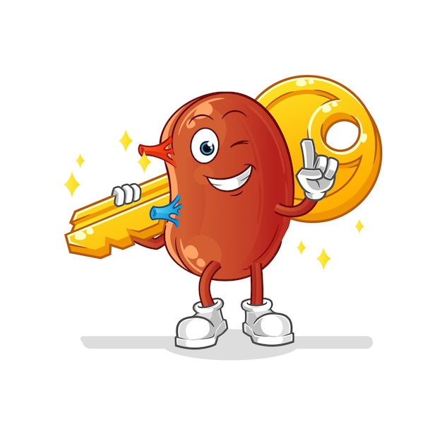 Kidney carry the key mascot cartoon vectorxA