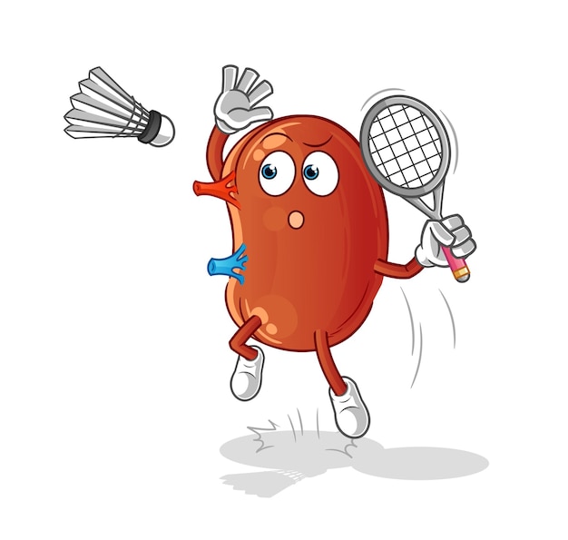 Kidney smash at badminton cartoon cartoon mascot vector