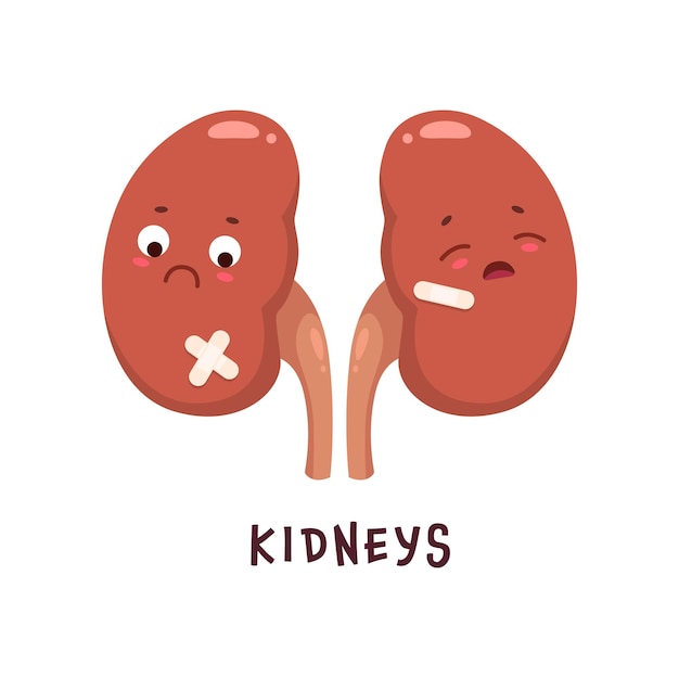 Kidneys sick body organ character unhealthy