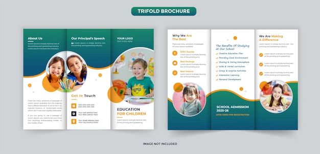 Kids admission modern trifold brochure design template